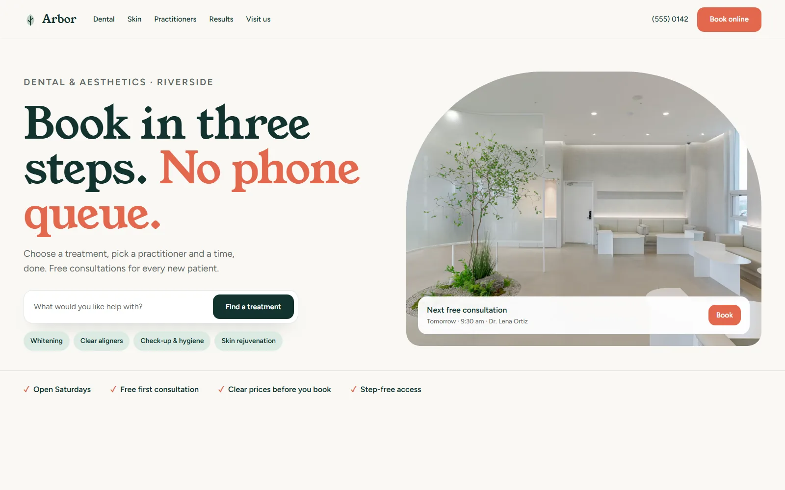 Arbor Dental & Aesthetics Home on desktop